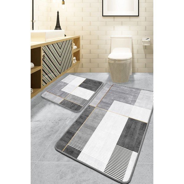 Šedé koupelnové předložky v sadě 2 ks 60x100 cm Pendor – Foutastic-image-1