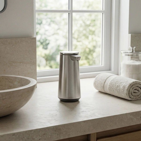 Bezdotykový dávkovač mýdla z nerezové oceli v matně stříbrné barvě 296 ml – simplehuman-image-1