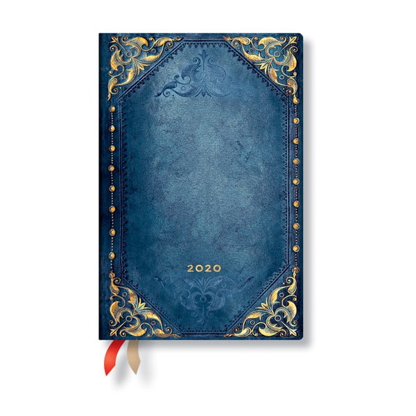 Modrý diář na rok 2020 v měkké vazbě Paperblanks Peacock Punk, 160 stran