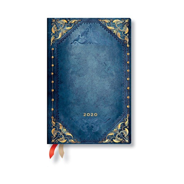 Modrý diář na rok 2020 v měkké vazbě Paperblanks Peacock Punk, 160 stran