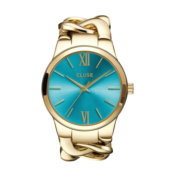 Dámské hodinky Elegante Gold/Blue Lagoon, 38 mm