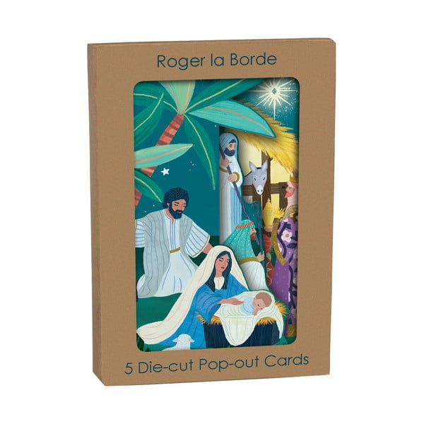 Přání s vánočním motivem v sadě 5 ks Away in the Manger  – Roger la Borde-image-1
