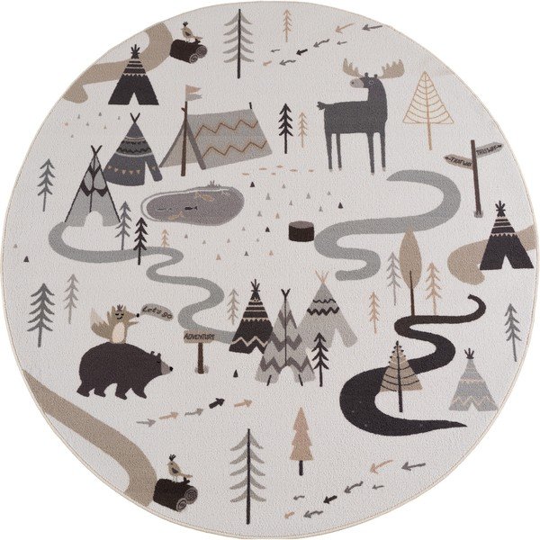 Krémový pratelný dětský koberec ø120 cm Coco 1135 – Ayyildiz Carpets