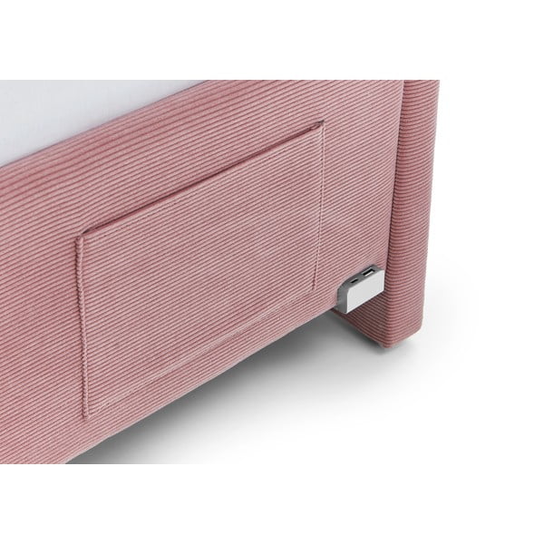 Růžová čalouněná rohová dětská postel bez roštu 140x200 cm Cool – Meise Möbel-image-4