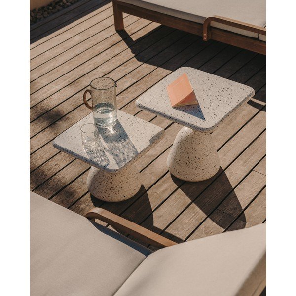 Bílý terrazzo konferenční stolek 48x48 cm Saura – Kave Home-image-1