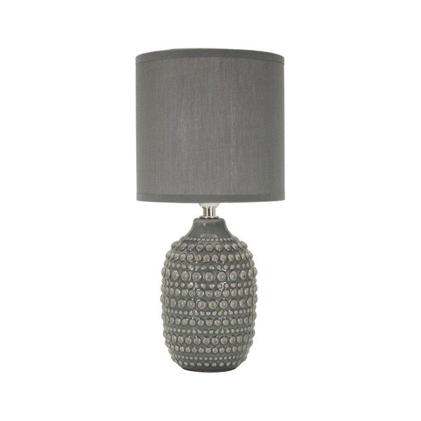 Šedá keramická stolní lampa s textilním stínidlem (výška 30,5 cm) Points – Mauro Ferretti