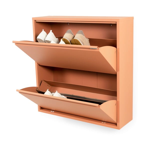 Kovový výklopný botník v lososové barvě 75x77,5x22,5 cm Billy – Spinder Design-image-2