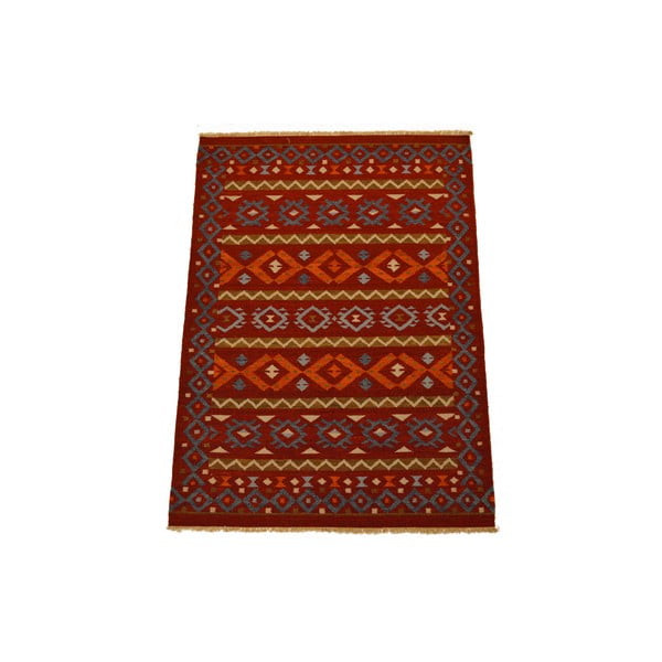Ručně tkaný koberec Red Yellow Symbols, 140x200 cm