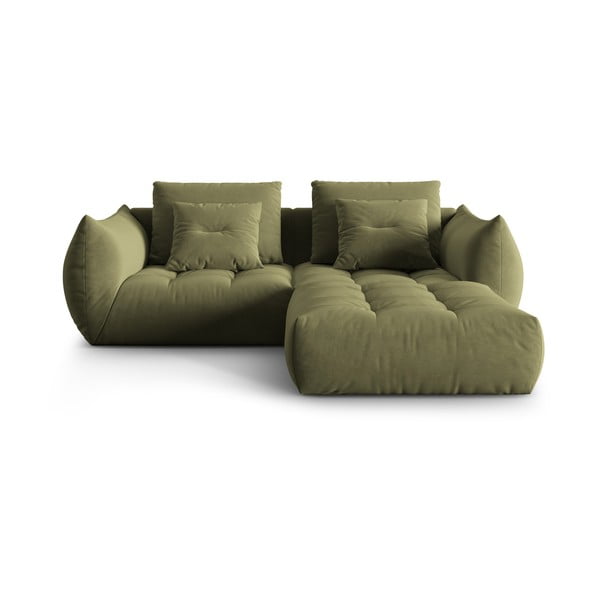 Světle zelená rohová pohovka z textilie bouclé (variabilní roh) Bloom – Micadoni Home