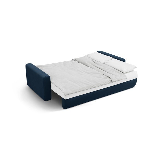 Tmavě modrá sametová rozkládací pohovka s úložným prostorem  238 cm Belfast – Cosmopolitan Design-image-3