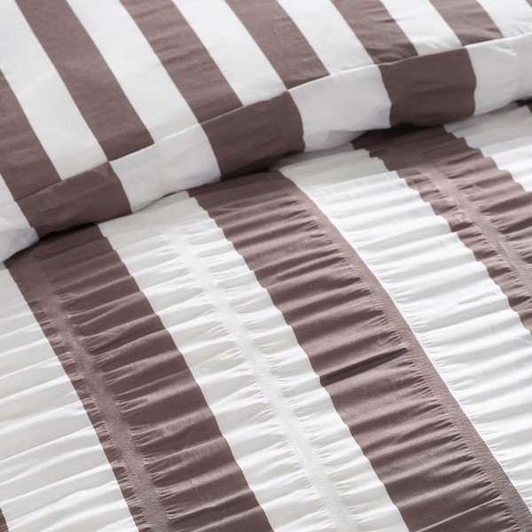 Tmavě hnědé povlečení na jednolůžko 135x200 cm Seersucker Frill Stripe – Catherine Lansfield-image-3
