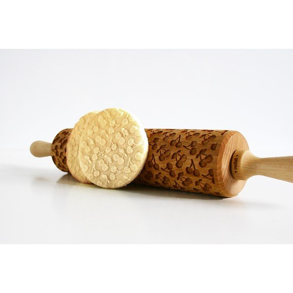 Dřevěný embosovaný váleček na těsto Valek Cherries-image-3