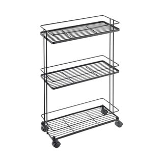 Matně černý ocelový pojízdný regál 38x62x16 cm Lava – Metaltex