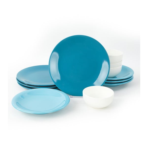 12dílná sada modrého keramického nádobí My Ceramic Degrade