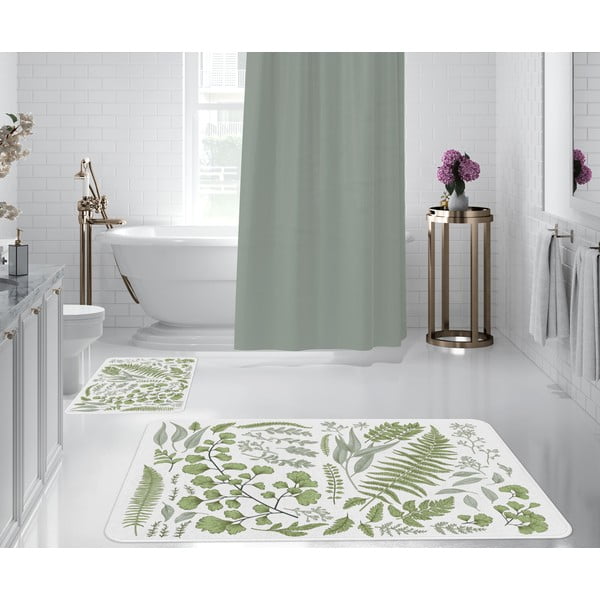 Bílo-zelené koupelnové předložky v sadě 2 ks – Oyo Concept-image-1