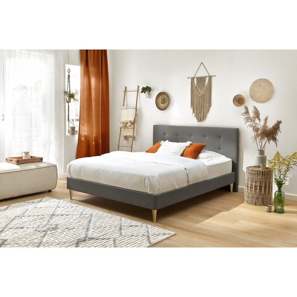 Antracitová čalouněná dvoulůžková postel s roštem 180x200 cm Rory – Bobochic Paris-image-3