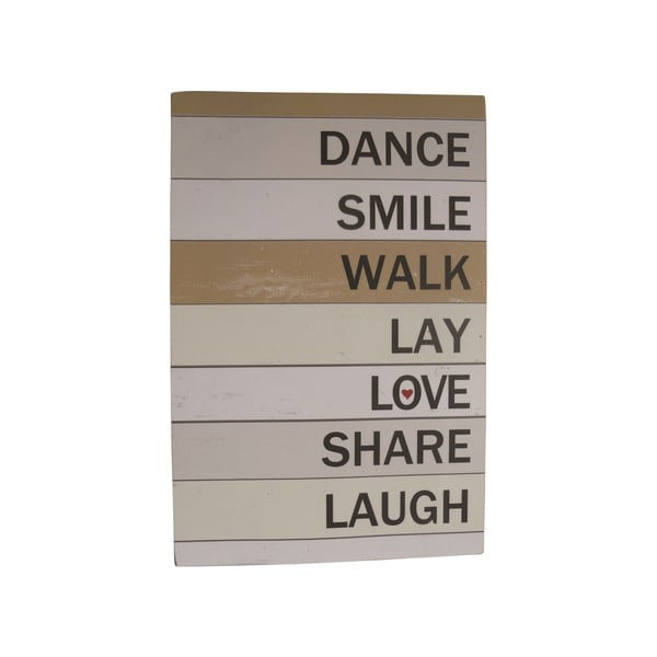 Závěsná cedule Dance Smile Walk, 60x40 cm