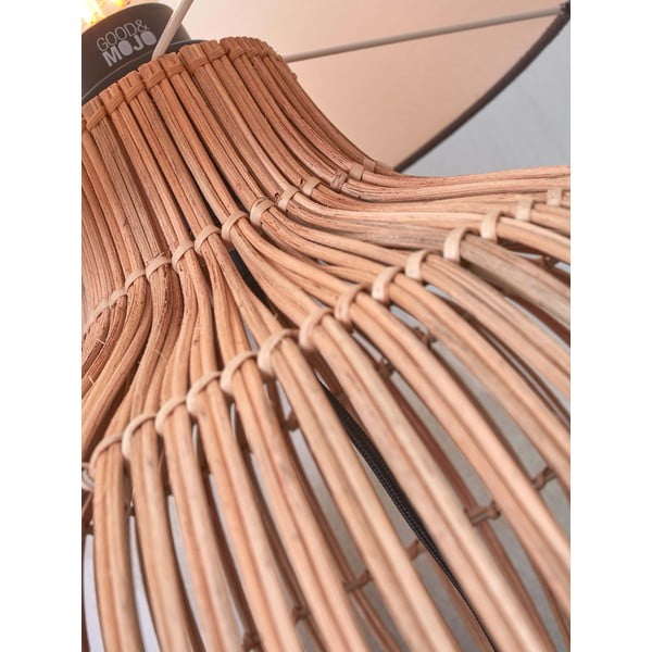 Stolní lampa s textilním stínidlem v bílo-přírodní barvě (výška 60 cm) Kalahari – Good&Mojo-image-3