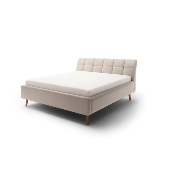 Béžová čalouněná dvoulůžková postel s úložným prostorem s roštem 180x200 cm Mila – Meise Möbel