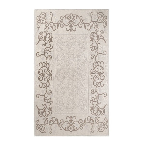 Krémový koberec s příměsí bavlny Orchid Kahve, 80 x 150 cm