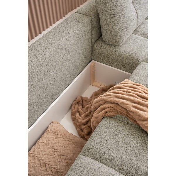 Světle hnědá rozkládací modulární rohová pohovka s úložným prostorem (pravý roh) Lulu – Miuform-image-4