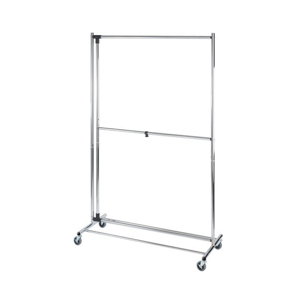 Šedý kovový teleskopický pojízdný stojan na oblečení Profissimo – Wenko-image-3