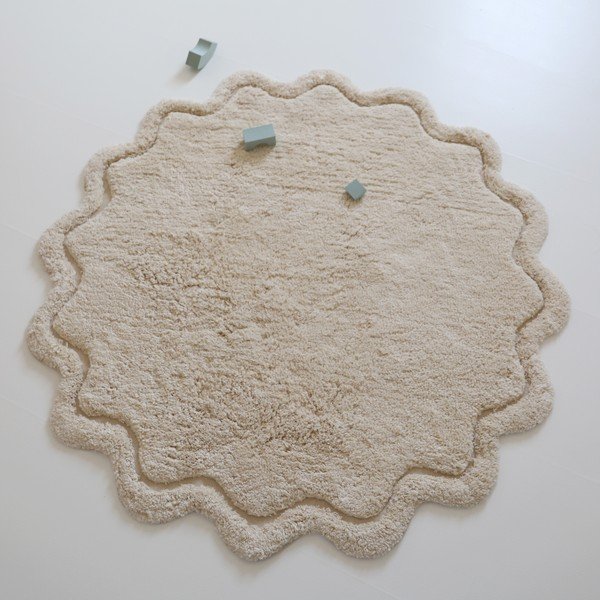 Krémový pratelný ručně tkaný bavlněný kulatý koberec ø 110 cm Sweet April Ecru – Nattiot-image-2