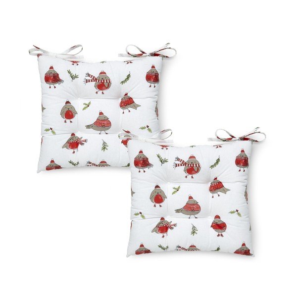 Podsedáky v sadě 2 ks s vánočním motivem 40x40 cm Christmas Robins – Catherine Lansfield