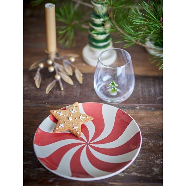 Červený talíř s vánočním motivem z kameniny ø 23 cm Yule – Bloomingville-image-1
