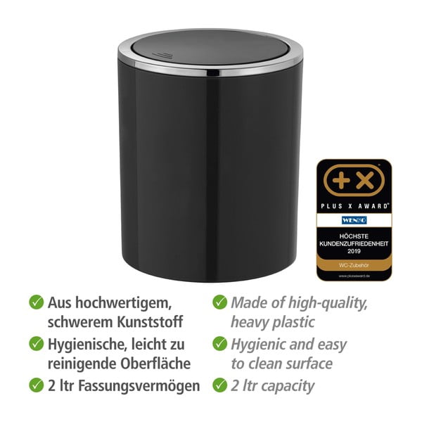 Černý odpadkový koš Wenko Inca, 2 l-image-4