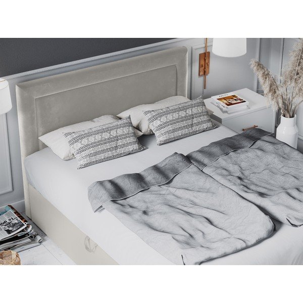 Béžová boxspring postel s úložným prostorem 200x200 cm Yucca – Mazzini Beds-image-4