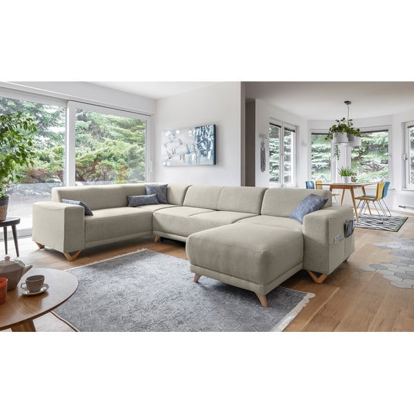 Béžová rozkládací/s úložným prostorem rohová pohovka (levý roh/do "U") Classy Sophie – Miuform-image-3