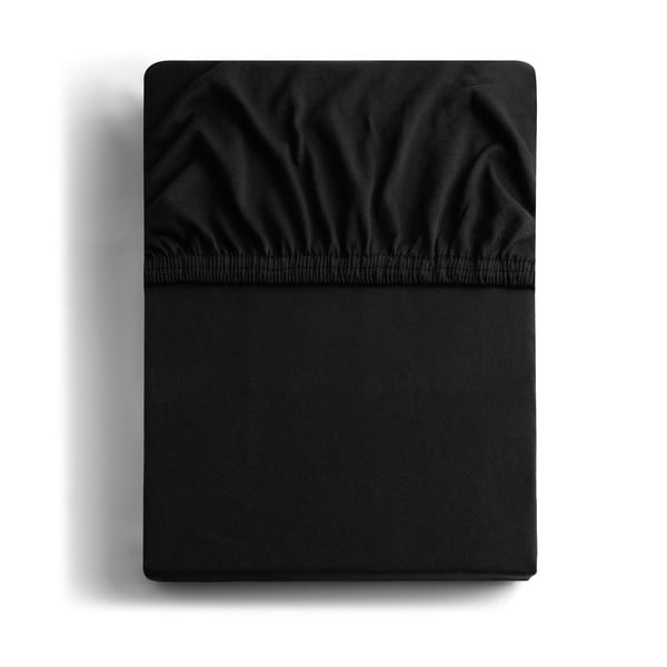 Černé elastické džersejové prostěradlo DecoKing Amber Collection, 140/160 x 200 cm