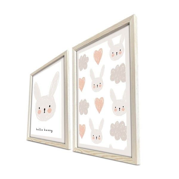 Dětské obrázky v sadě 2 ks 38x53 cm Hello Bunny – Wallity-image-2