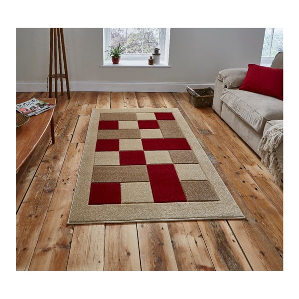 Béžovočervený koberec Think Rugs Matrix, 80 x 150 cm