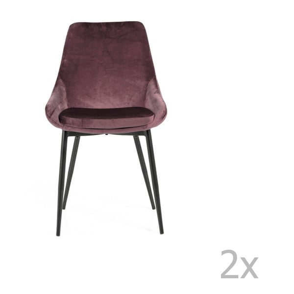 Sada 2 růžových jídelních židlí se sametovým potahem Tenzo Lex