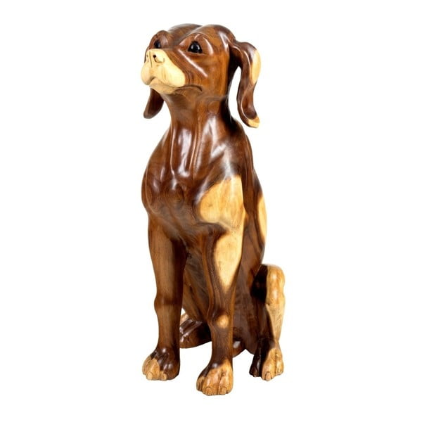 Dekorace z teakového dřeva Massive Home Dog, výška 52 cm