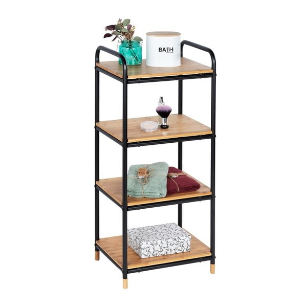 Černý/v přírodní barvě kovový koupelnový regál 42x94,5 cm Loft – Wenko-image-2