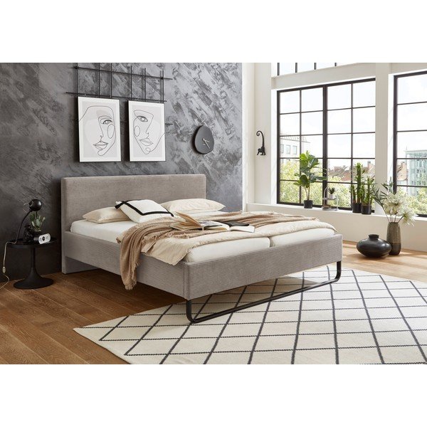 Šedá/hnědá čalouněná dvoulůžková postel bez roštu 180x200 cm Swing – Meise Möbel-image-1