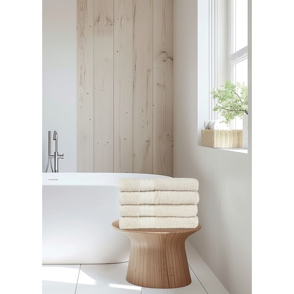 Béžové froté bavlněné ručníky v sadě 4 ks 50x100 cm – Good Morning-image-4