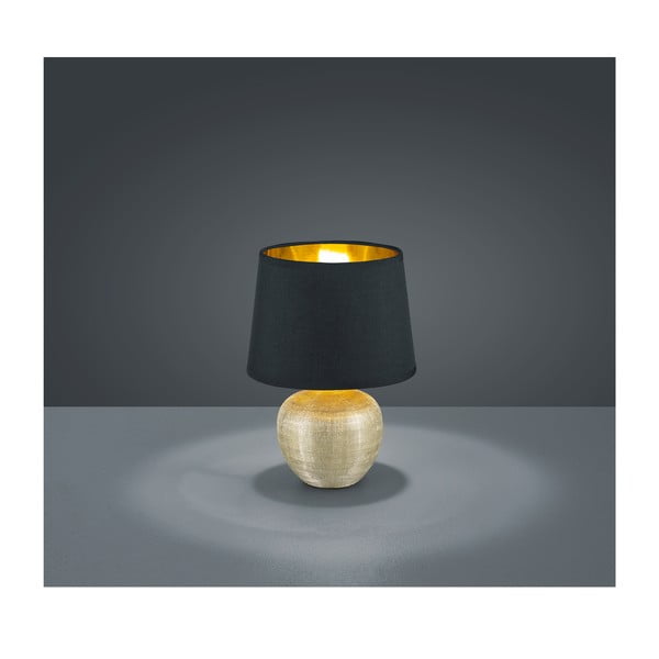 Černá stolní lampa z keramiky a tkaniny Reality Luxor, výška 26 cm-image-1