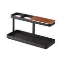 Černý multifunkční stojánek s detailem z bukového dřeva YAMAZAKI Tower Desk Bar