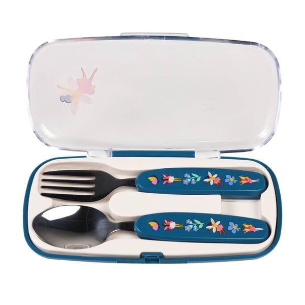 Modrý nerezový dětský příbor 2 ks Fairies in the Garden – Rex London