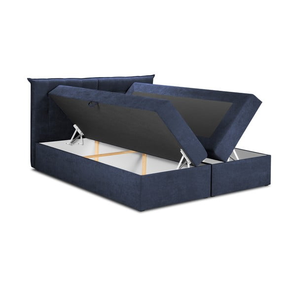 Tmavě modrá boxspring postel s úložným prostorem 140x200 cm Echaveria – Mazzini Beds-image-3
