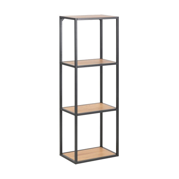 Nástěnná knihovna v dekoru dubu v černo-přírodní barvě 37x108 cm Seaford – Actona-image-2