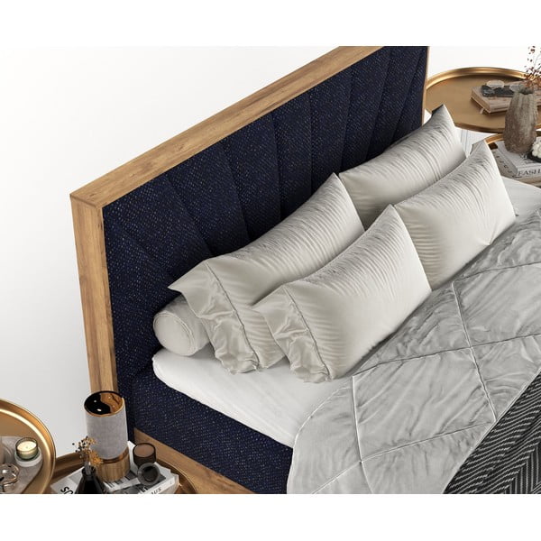 Boxspring postel s úložným prostorem v tmavě modro-přírodní barvě 180x200 cm Asahi – Maison de Rêve-image-1