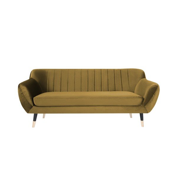 Hořčicově žlutá pohovka s černými nohami Mazzini Sofas Benito, 188 cm