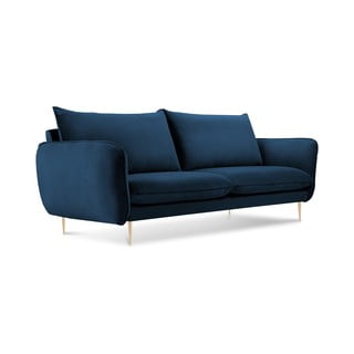 Modrá sametová pohovka Cosmopolitan Design Florence, 160 cm