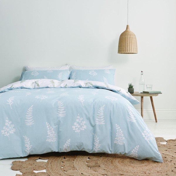 Bílo-modré povlečení z egyptské bavlny Bianca Meadow Flowers, 200 x 200 cm-image-2