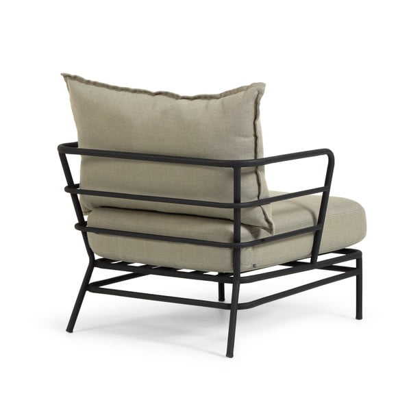 Béžové zahradní křeslo s kovovou konstrukcí Kave Home Mareluz-image-3